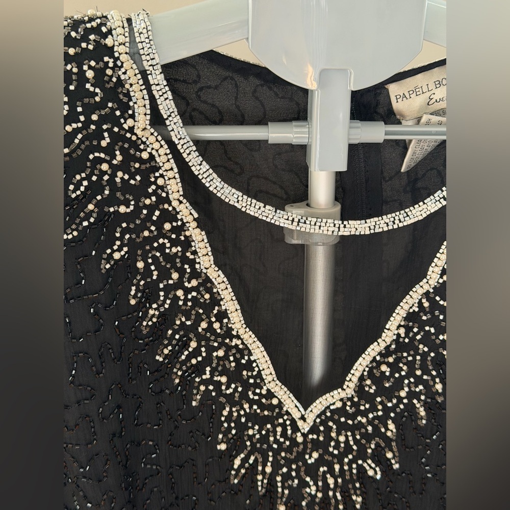 Silk Vintage Papell Boutique Evening Beaded Top - Picture 6 of 15
